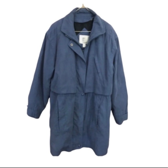 Vintage 70s 80s Misty Harbor Coat Women's S Blue Any Weather Trench Cottagecore - Picture 1 of 12